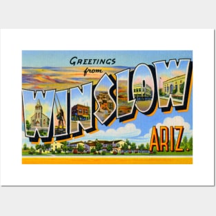 Greetings from Winslow, Arizona - Vintage Large Letter Postcard Posters and Art